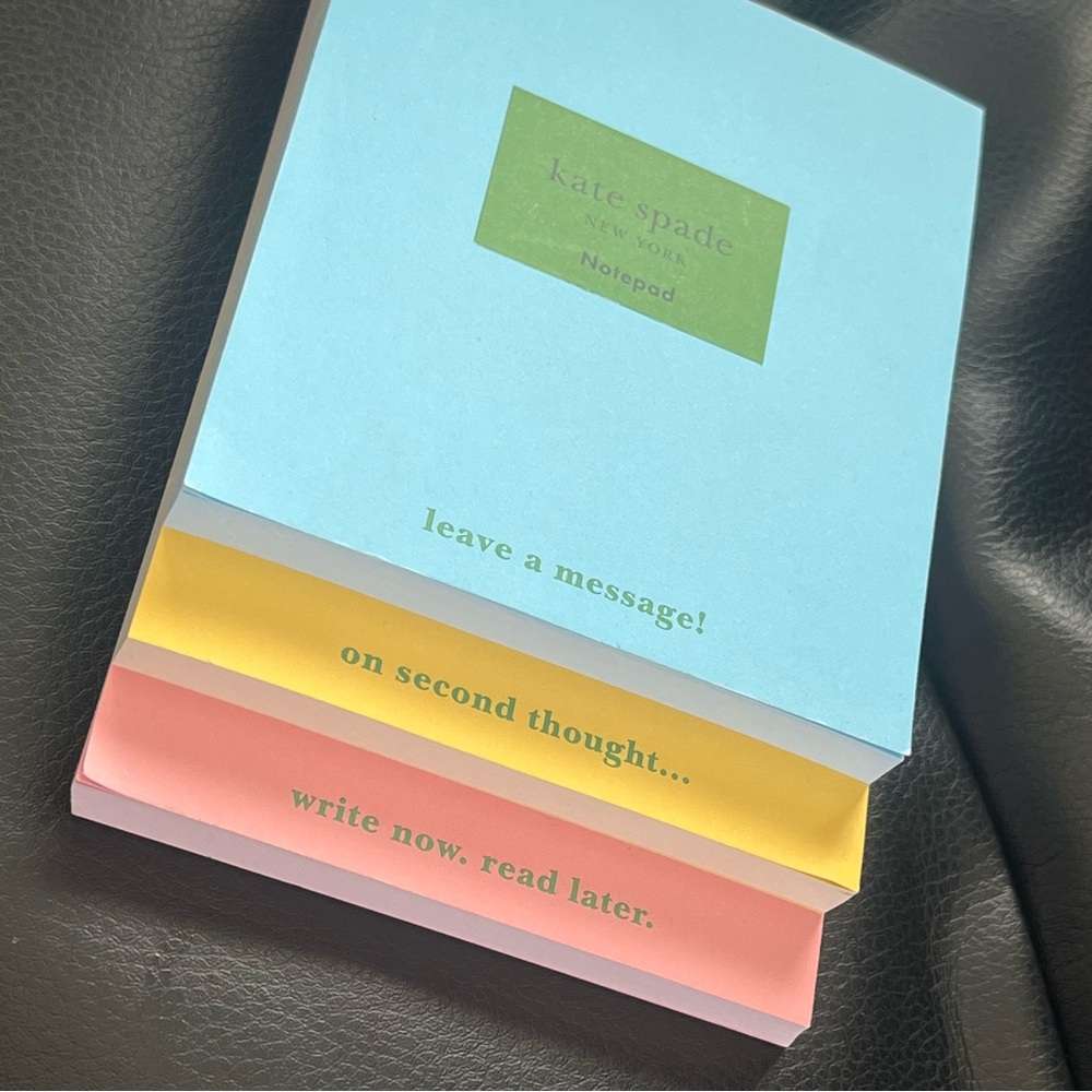 Kate Spade Blue, Yellow, and Pink Notepad Trio
